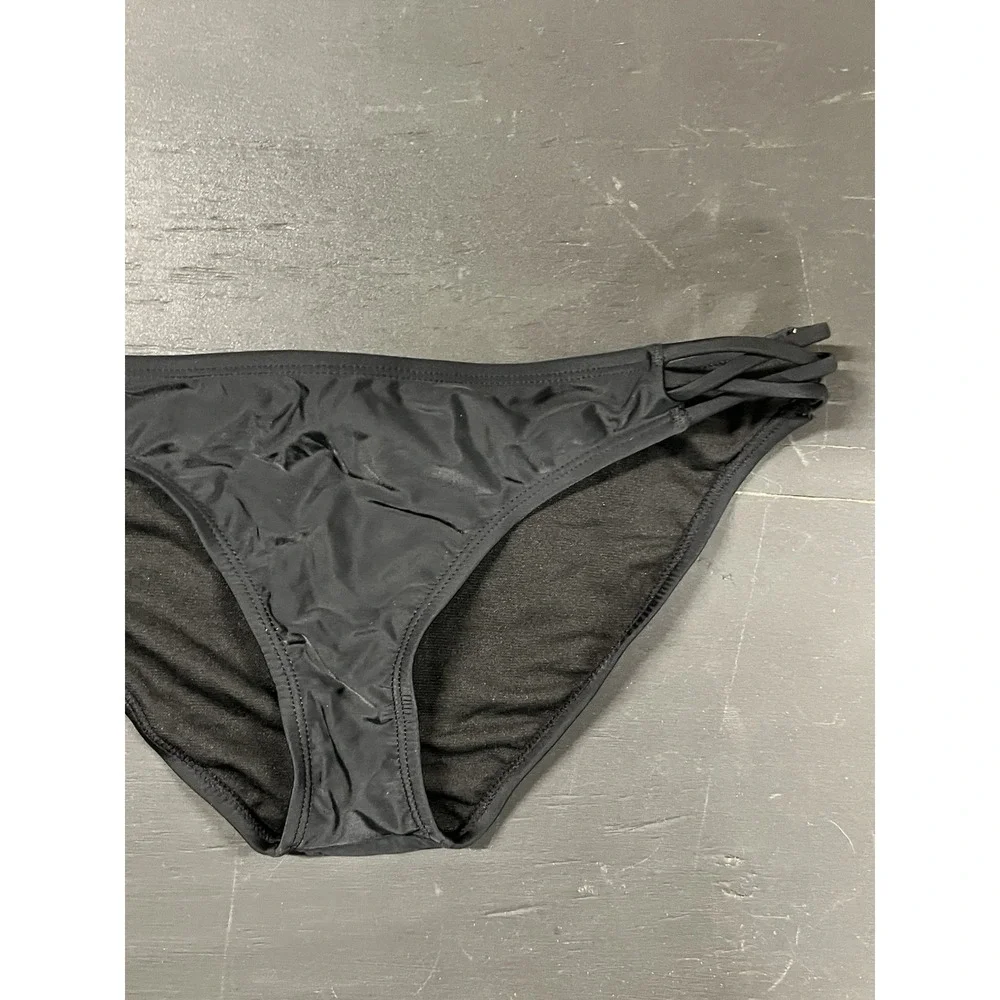 Arizona Women's Sun Coast Cheeky Strappy Bikini Bottom‎ Black Size XL